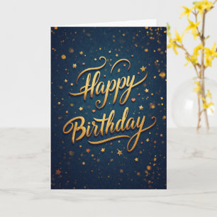 Tarjeta de Feliz Cumpleaños Navy Gold Stars