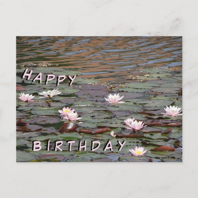 Tarjeta de Feliz Cumpleaños Nenúfares Hermosos (Anverso)