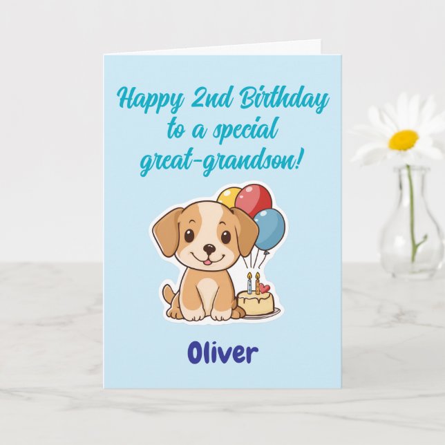 Tarjeta de Feliz Cumpleaños número 2 Bisnieto, Cac (Planta pequeña)