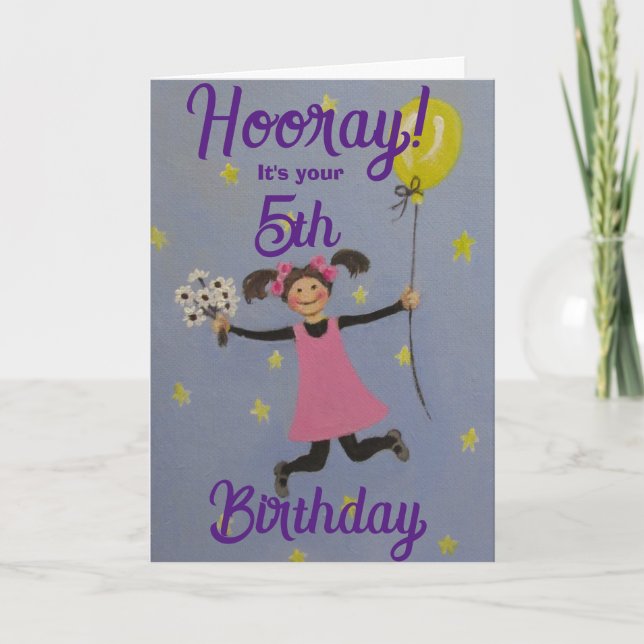 Tarjeta de Feliz Cumpleaños número 5 Estándar, Dob (Anverso)