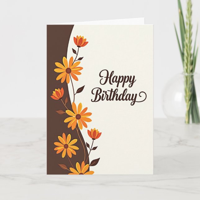 Tarjeta de Feliz Cumpleaños Otoñal (Anverso)
