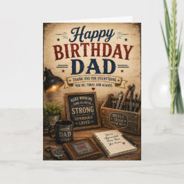 Tarjeta de Feliz Cumpleaños Papá Taller Rústico