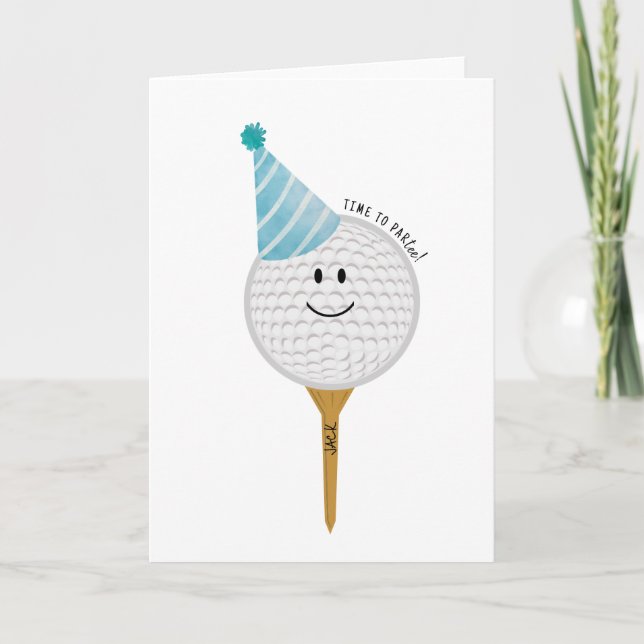 Tarjeta de Feliz Cumpleaños para Amante del Golf (Anverso)