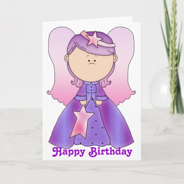 Tarjeta de Feliz Cumpleaños para Angelito Hada Fel (Anverso)