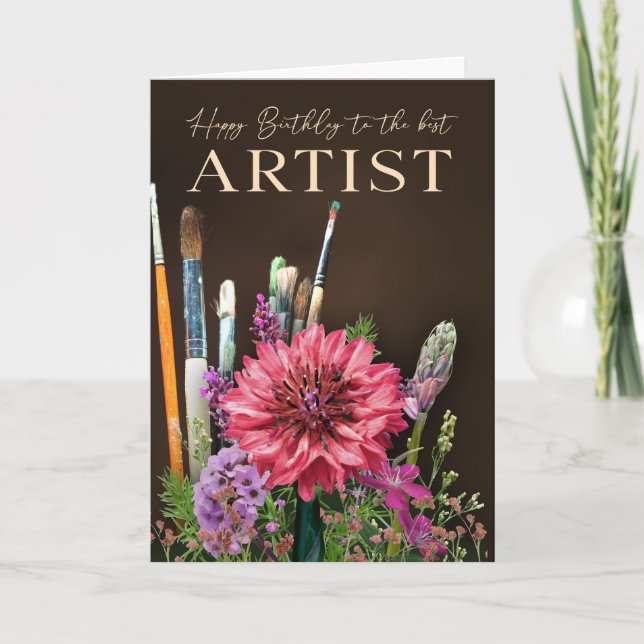 Tarjeta de Feliz Cumpleaños para Artista de Lienzo (Anverso)