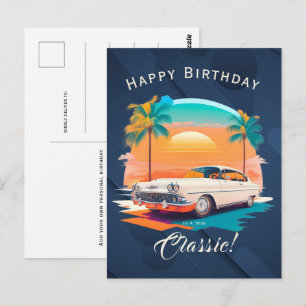 Tarjeta de Feliz Cumpleaños para Coche Antiguo