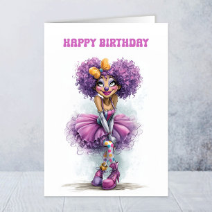 Tarjeta de Feliz Cumpleaños para Dama Payasa Capri
