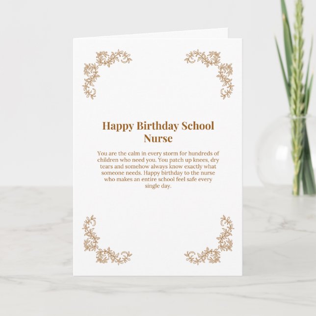 Tarjeta de Feliz Cumpleaños para Enfermera Escolar (Anverso)