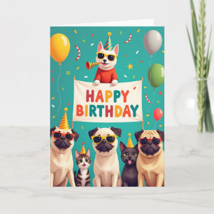 Tarjeta de Feliz Cumpleaños para Fiesta de Mascota