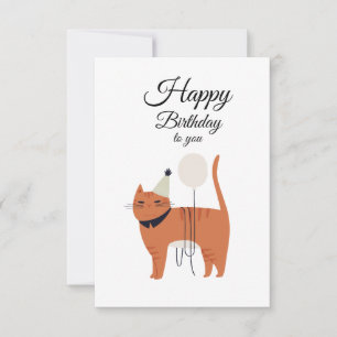 Tarjeta de Feliz Cumpleaños para Gato Minimalista