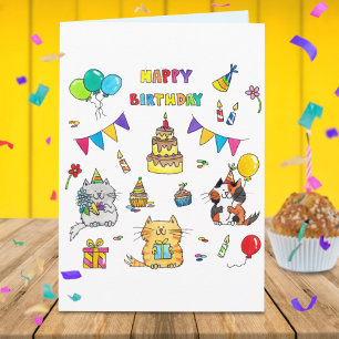Tarjeta de Feliz Cumpleaños para Gato por N.Janes
