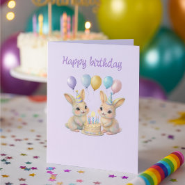 Tarjeta de Feliz Cumpleaños para Gemelos Conejos C