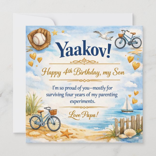 Tarjeta de Feliz Cumpleaños para Hijo, Vibraciones (Anverso)