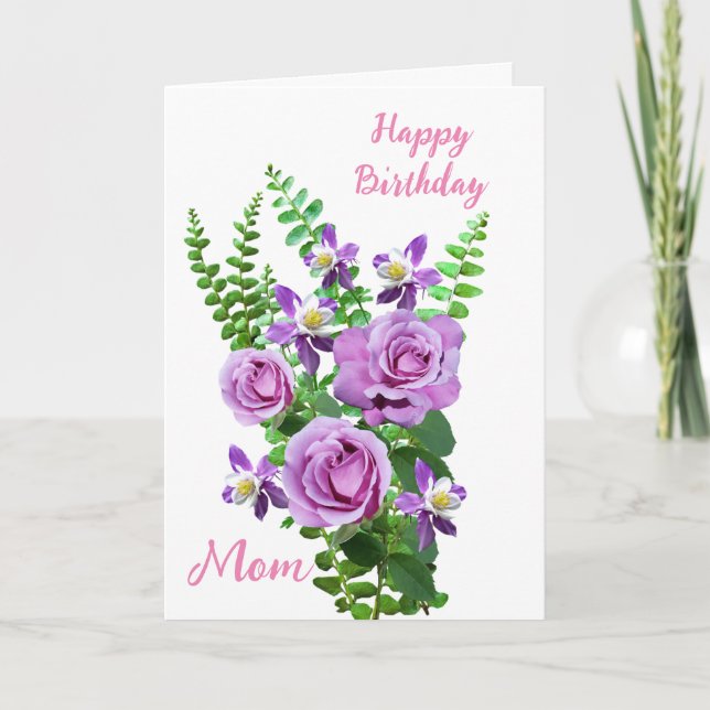 Tarjeta de Feliz Cumpleaños para Mamá (Anverso)