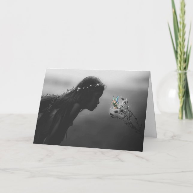 Tarjeta de Feliz Cumpleaños para Niña con Hada (Anverso)