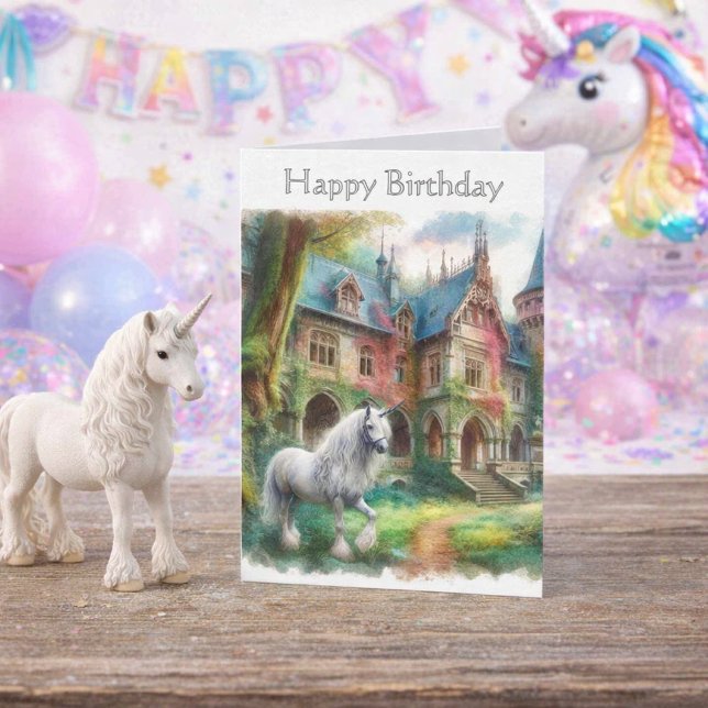 Tarjeta de Feliz Cumpleaños para Niñas Unicornio C (Subido por el creador)