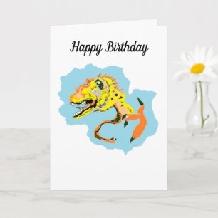 Tarjeta de Feliz Cumpleaños para Niño: Dinosaurios