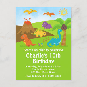 Tarjeta de Feliz Cumpleaños para Niños Dinosaurios