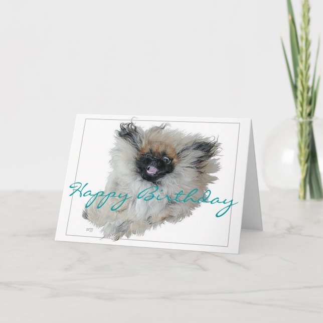 Tarjeta de Feliz Cumpleaños para Pekinés (Anverso)