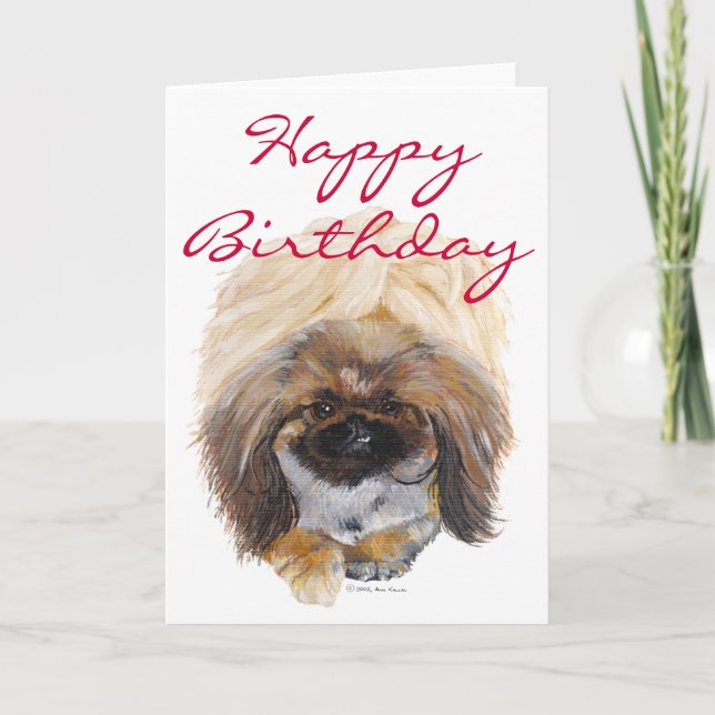 Tarjeta de Feliz Cumpleaños para Pekinés (Anverso)