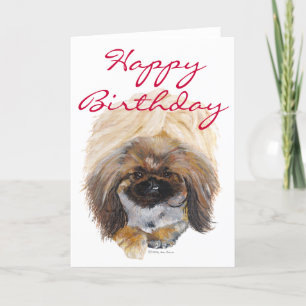 Tarjeta de Feliz Cumpleaños para Pekinés
