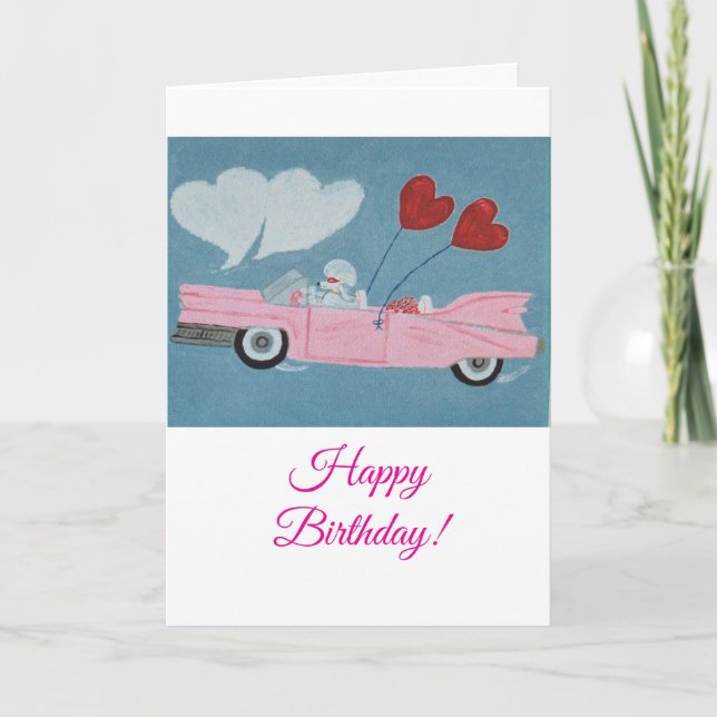 Tarjeta de Feliz Cumpleaños para Perrito Caniche (Anverso)