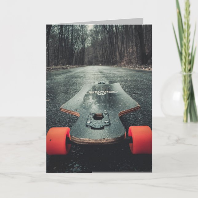 Tarjeta de Feliz Cumpleaños para Skate de Longboar (Anverso)