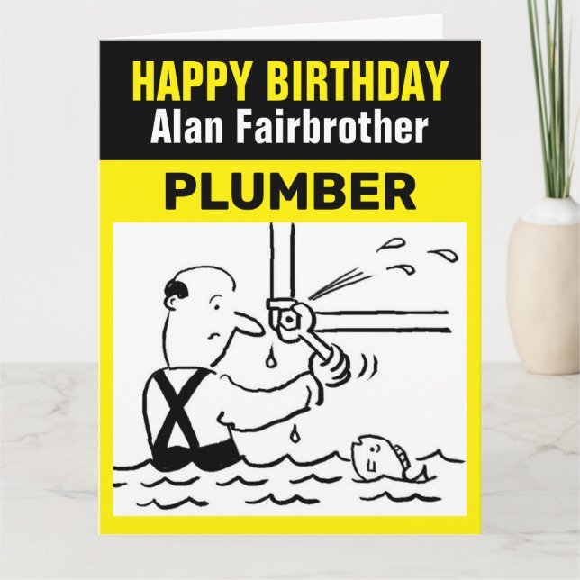 Tarjeta de Feliz Cumpleaños para un Fontanero (Anverso)