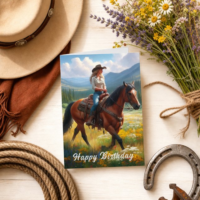 Tarjeta de Feliz Cumpleaños para Vaquera del Oeste (Subido por el creador)