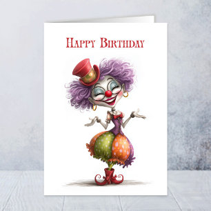 Tarjeta de Feliz Cumpleaños Payasa Señora