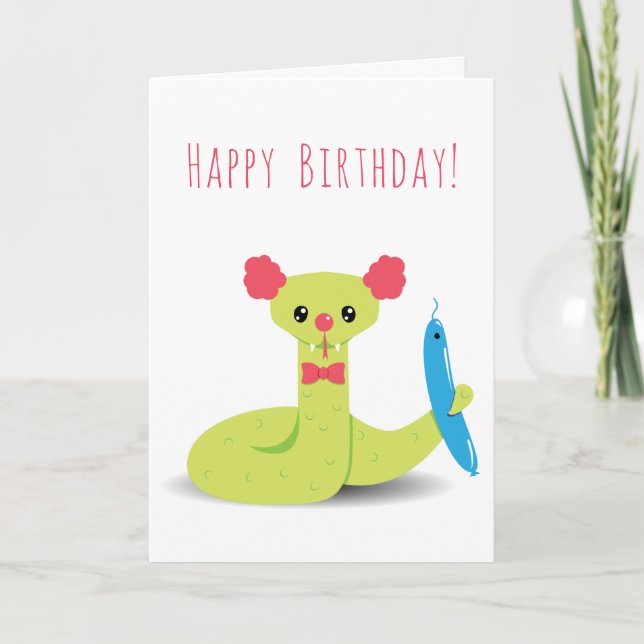Tarjeta de Feliz Cumpleaños Payaso Serpiente Diver (Anverso)