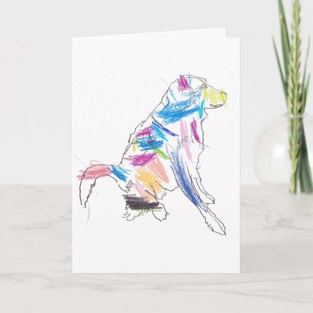 Tarjeta de Feliz Cumpleaños Perro Arcoíris ! (Anverso)