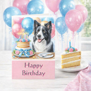 Tarjeta de Feliz Cumpleaños Perro Border Collie Ad