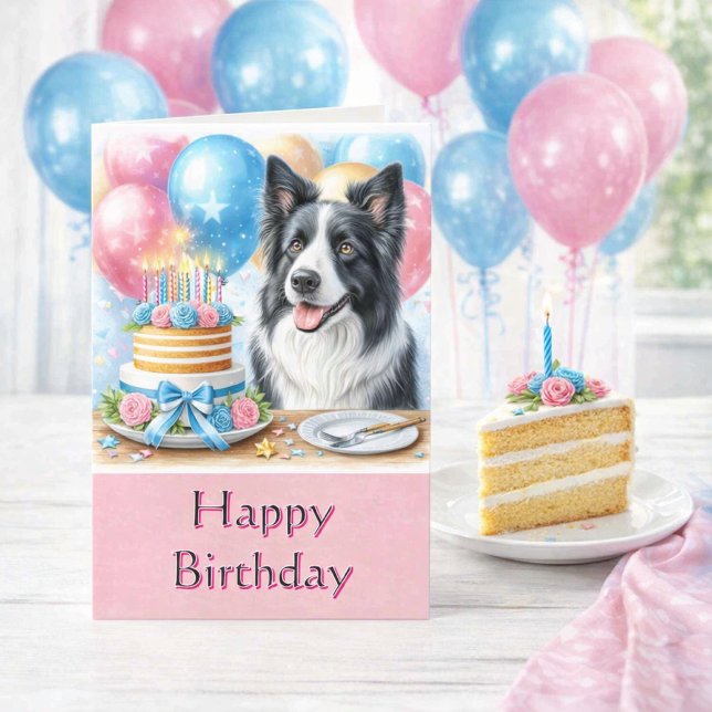 Tarjeta de Feliz Cumpleaños Perro Border Collie Ad (Subido por el creador)