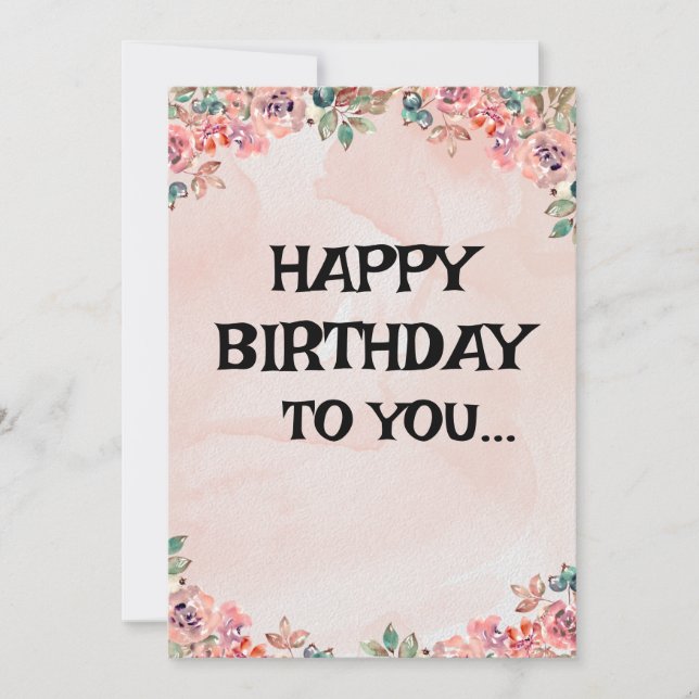 Tarjeta de Feliz Cumpleaños Personalizable (Anverso)