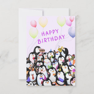 Tarjeta de Feliz Cumpleaños Pingüinos Cumpleaños F