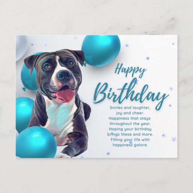 Tarjeta de Feliz Cumpleaños Pit Bull (Anverso)
