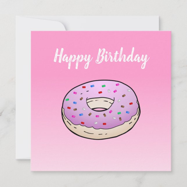 Tarjeta de Feliz Cumpleaños Plana de Donut (Anverso)