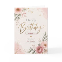 Tarjeta de Feliz Cumpleaños Prima Elegante Floral