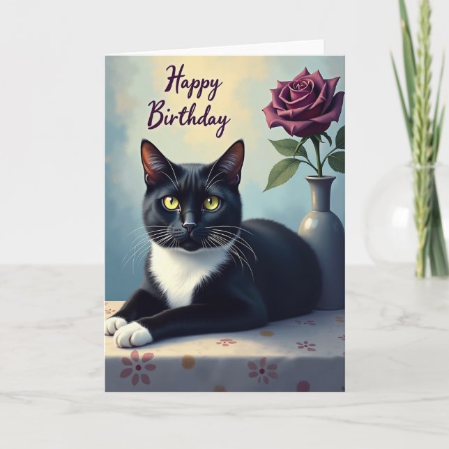 Tarjeta de Feliz Cumpleaños Rosa (Anverso)