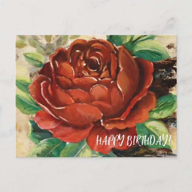 Tarjeta de Feliz Cumpleaños Rosa (Anverso)