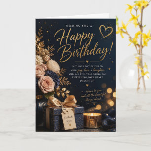 Tarjeta de Feliz Cumpleaños Rosa Blush Marina