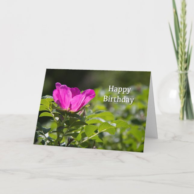 Tarjeta de Feliz Cumpleaños Rosa de Papel Rosa (Anverso)
