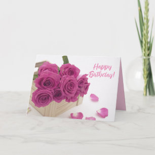 Tarjeta de Feliz Cumpleaños "Rosas Rosadas"
