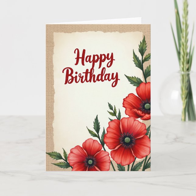 Tarjeta de Feliz Cumpleaños Rústica (Anverso)