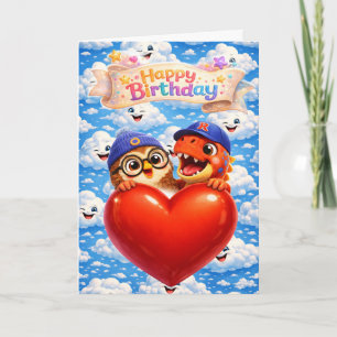 Tarjeta de feliz cumpleaños, saludo de globo con c