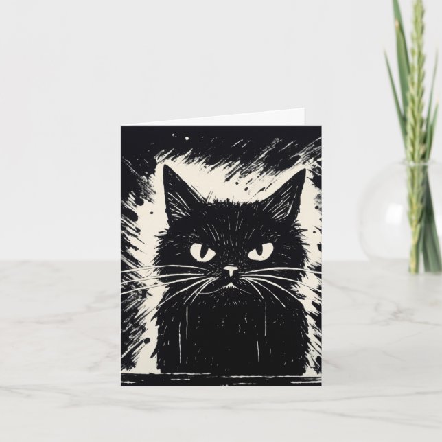 Tarjeta de Feliz Cumpleaños Snarky Cat BLAH BLAH B (Anverso)
