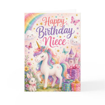 Tarjeta de Feliz Cumpleaños Sobrina Unicornio Mági