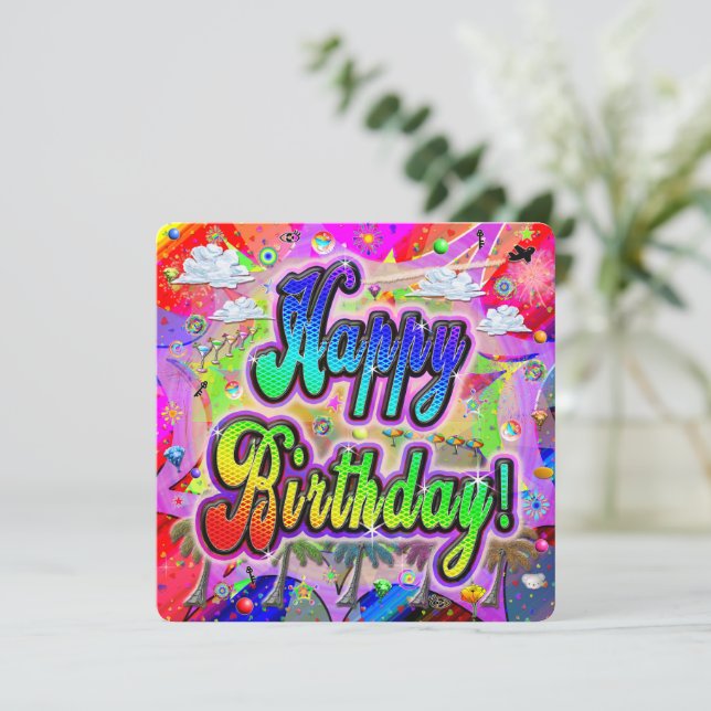 Tarjeta de Feliz Cumpleaños Square Vista Express  (Anverso de pie)