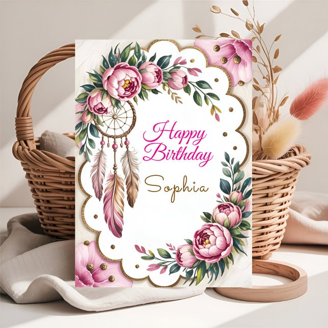 Tarjeta de Feliz Cumpleaños Sueño Boho (Subido por el creador)